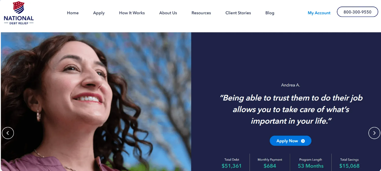 National Debt Relief Affiliate Program homepage